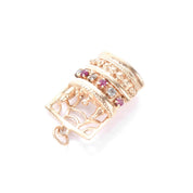 14K Gold Liquor Bar Pendant with Rubies & Aquamarine