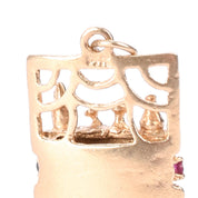 14K Gold Liquor Bar Pendant with Rubies & Aquamarine