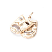 14K Gold Two-Piece Comedy & Drama Theatre Mask Pendant