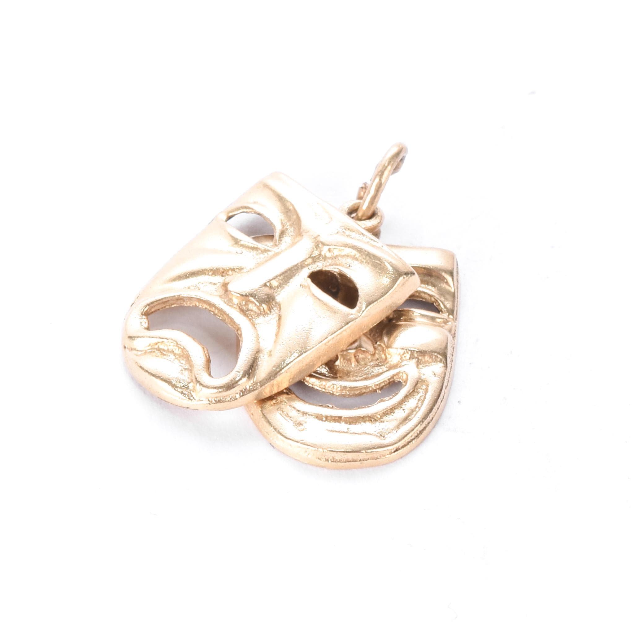 14K Gold Two-Piece Comedy & Drama Theatre Mask Pendant