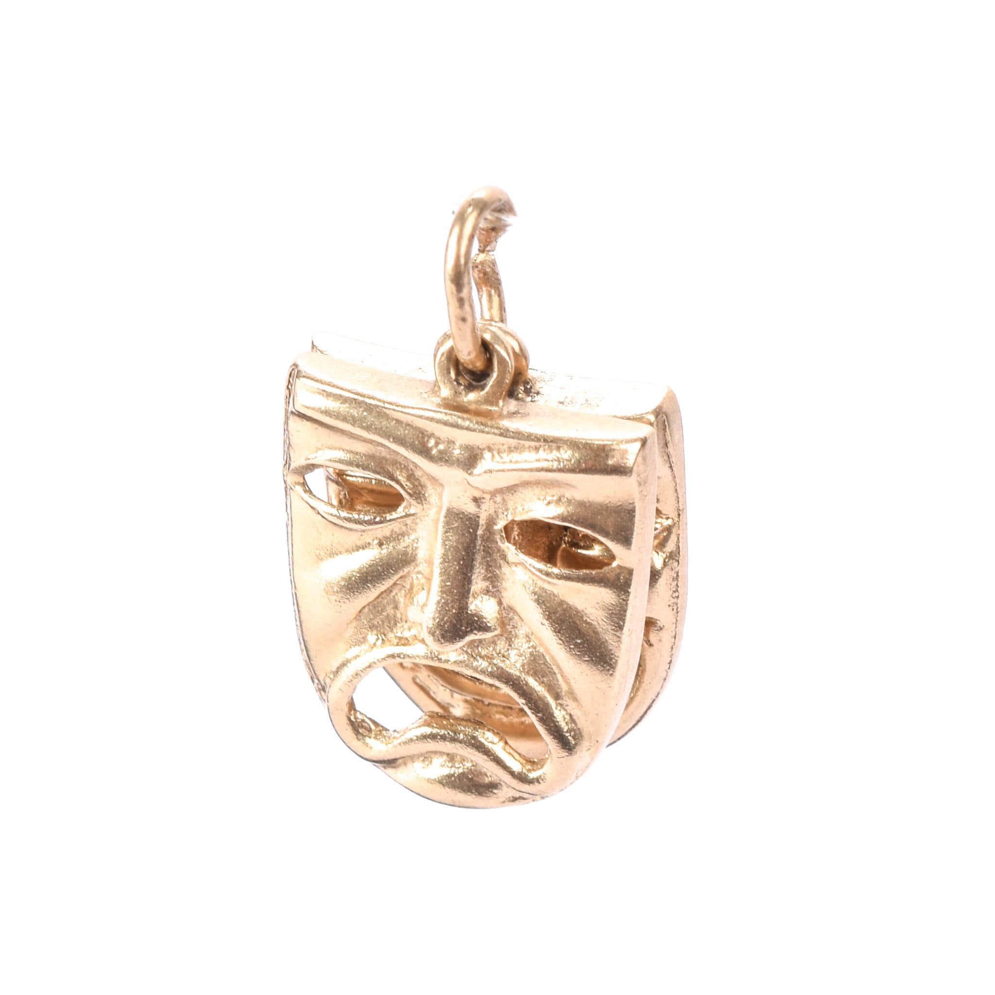 14K Gold Two-Piece Comedy & Drama Theatre Mask Pendant
