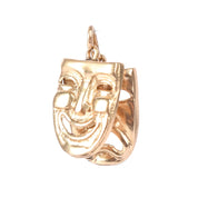14K Gold Two-Piece Comedy & Drama Theatre Mask Pendant