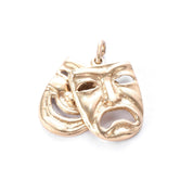 14K Gold Two-Piece Comedy & Drama Theatre Mask Pendant