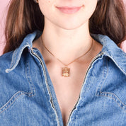 14K Gold Liquor Bar Pendant with Rubies & Aquamarine