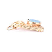 10K Gold Koala Pendant/Charm with Bright Blue Australian Opal