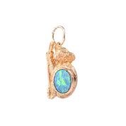 10K Gold Koala Pendant/Charm with Bright Blue Australian Opal