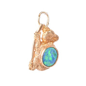 10K Gold Koala Pendant/Charm with Bright Blue Australian Opal