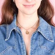 14K Gold Girl with Ponytail Profile Pendant