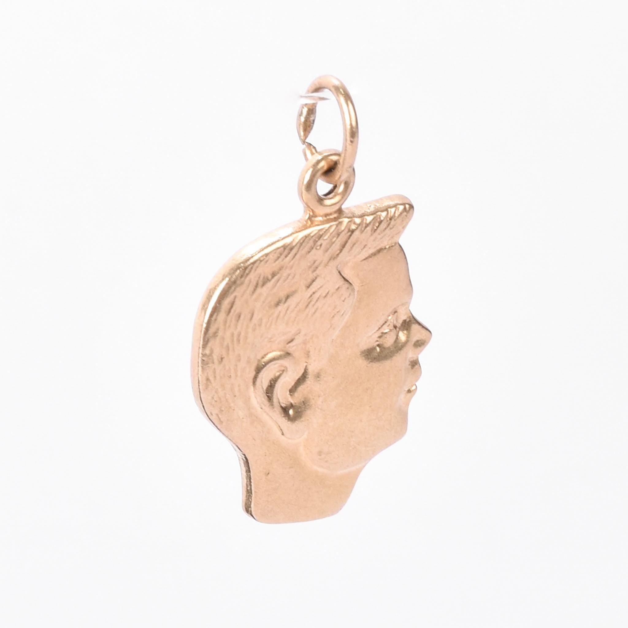 14K Gold Young Boy Profile Pendant