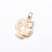 14K Gold Young Boy Profile Pendant