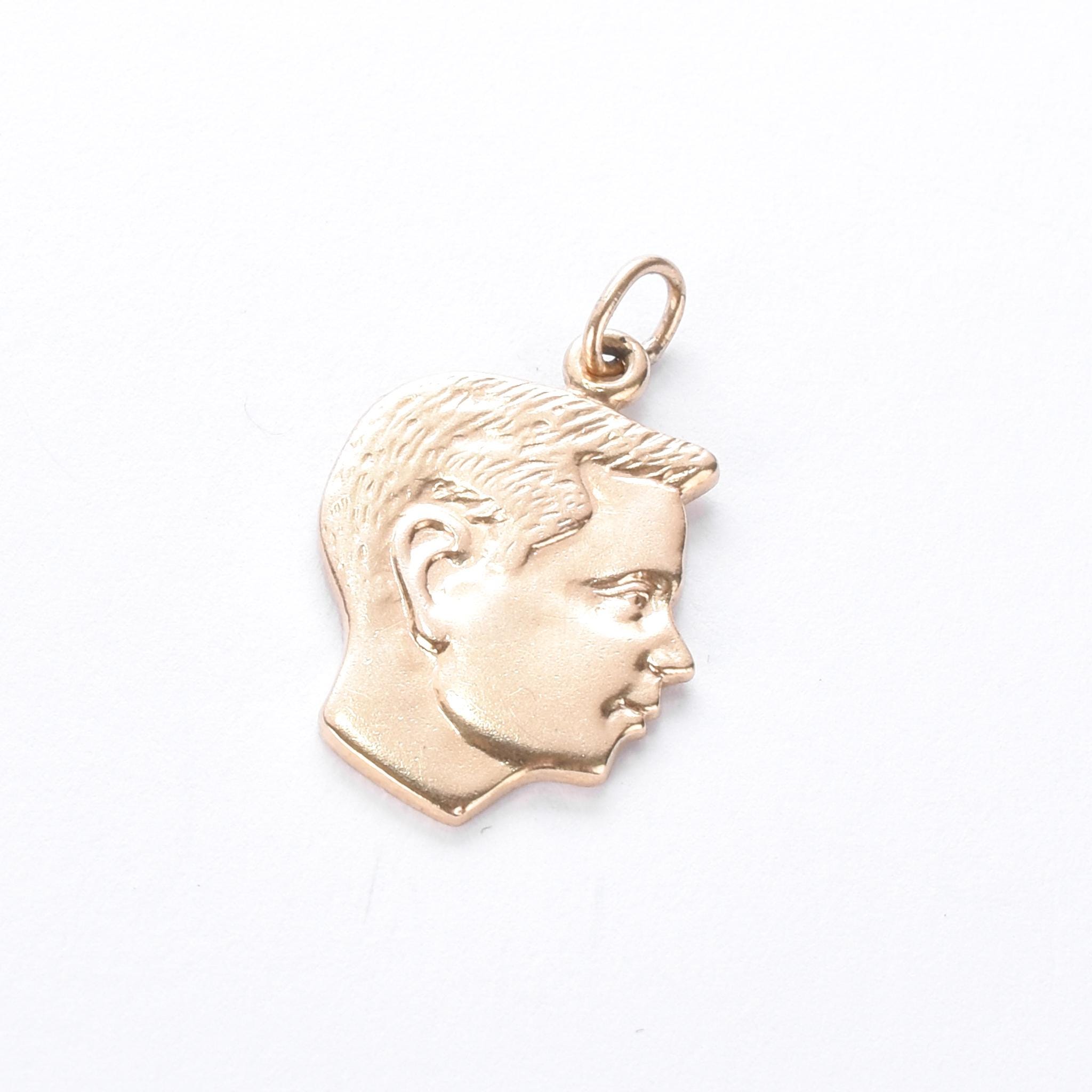 14K Gold Young Boy Profile Pendant