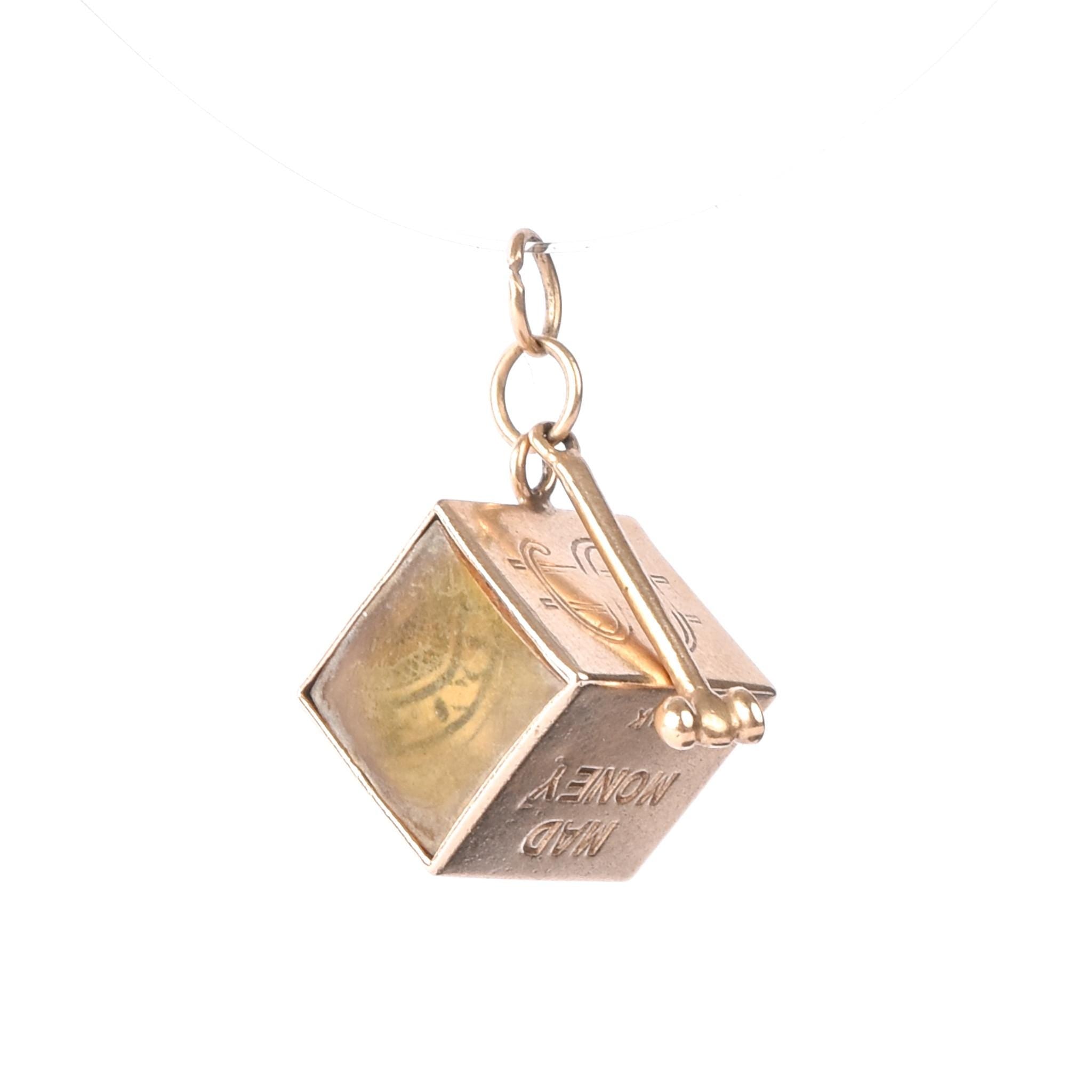 14K Gold "Mad Money" Emergency Dollar with Hammer Pendant