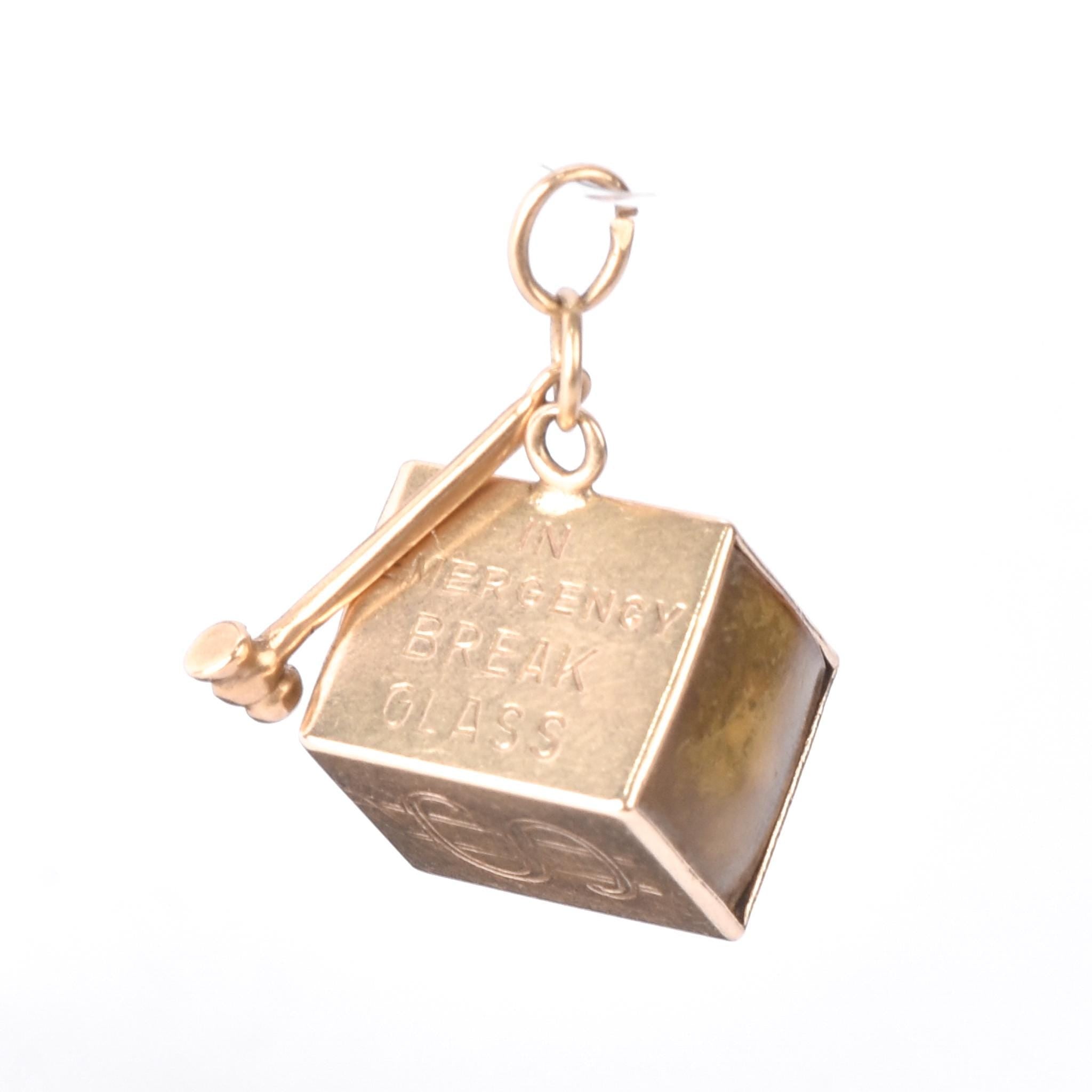 14K Gold "Mad Money" Emergency Dollar with Hammer Pendant
