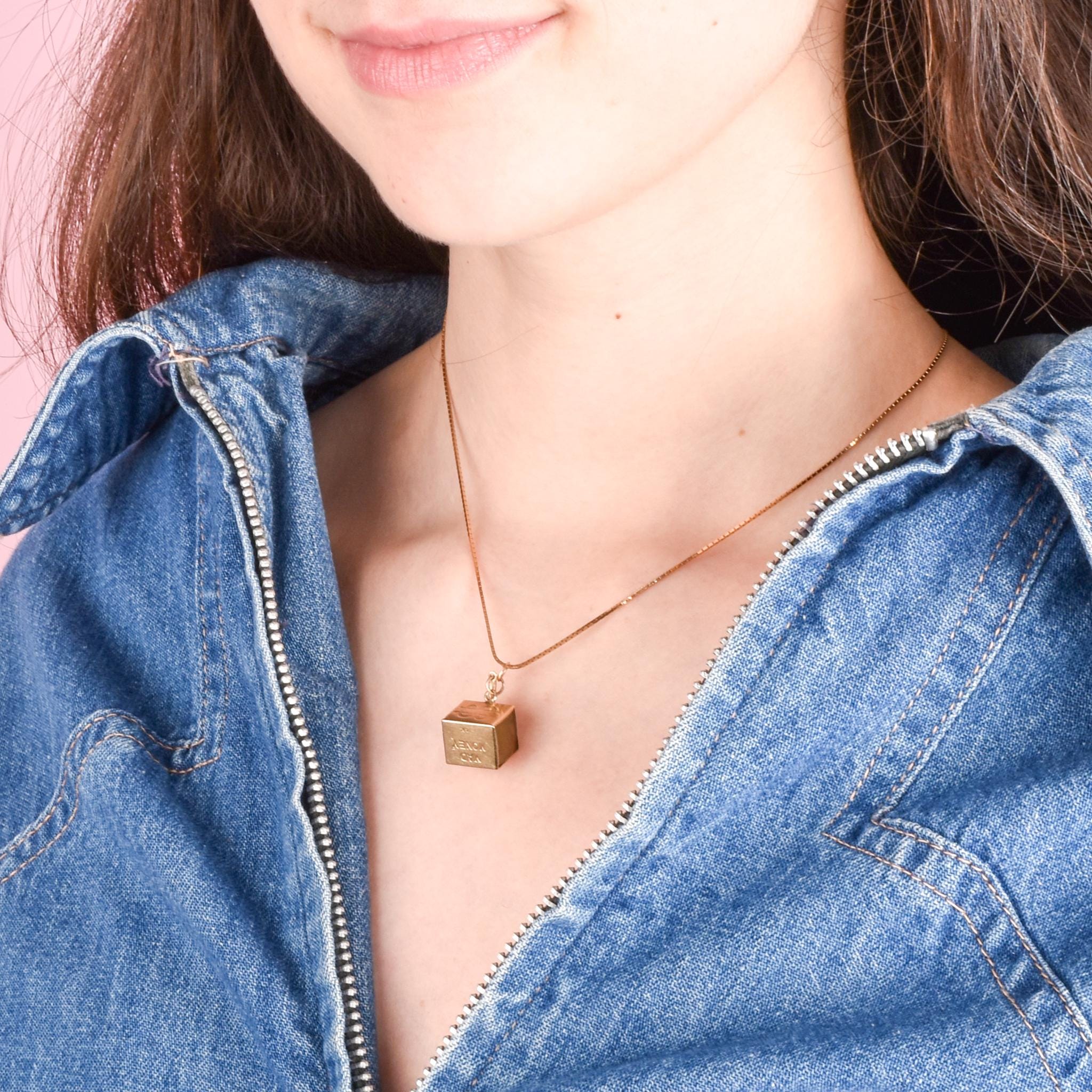 14K Gold "Mad Money" Emergency Dollar with Hammer Pendant