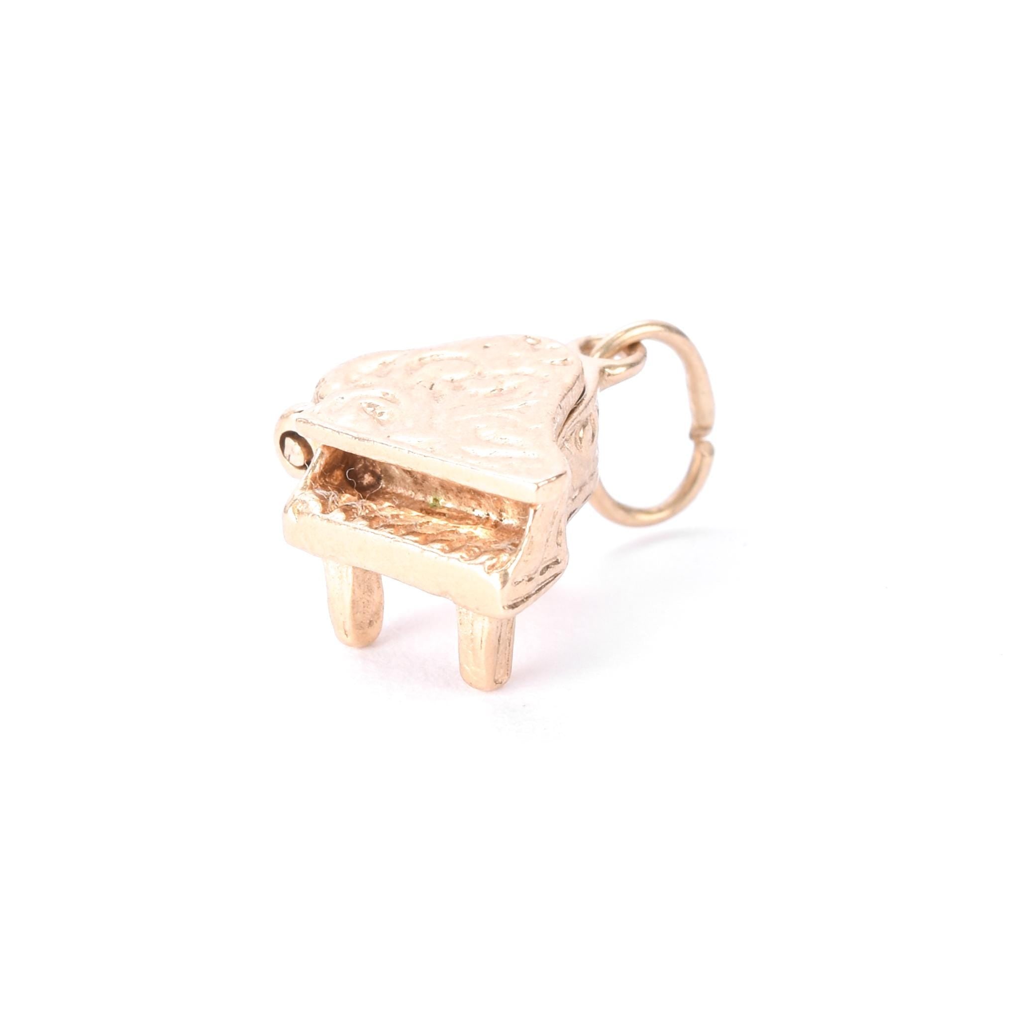 14K Gold Miniature Piano Charm with Opening Lid