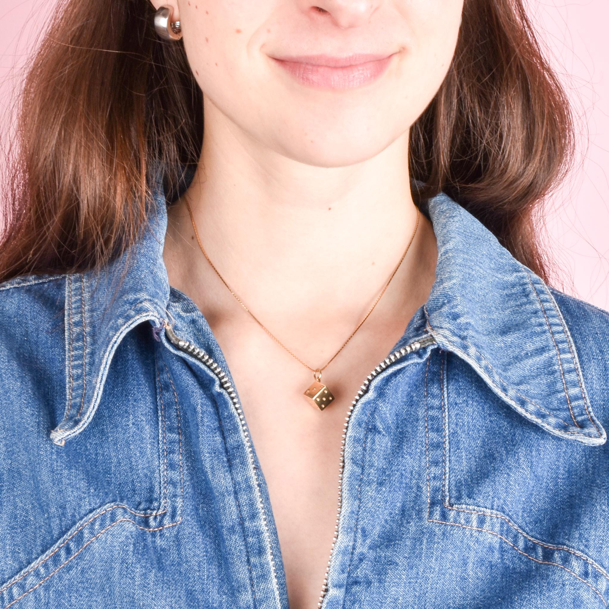 14K Gold Dice Pendant/Charm