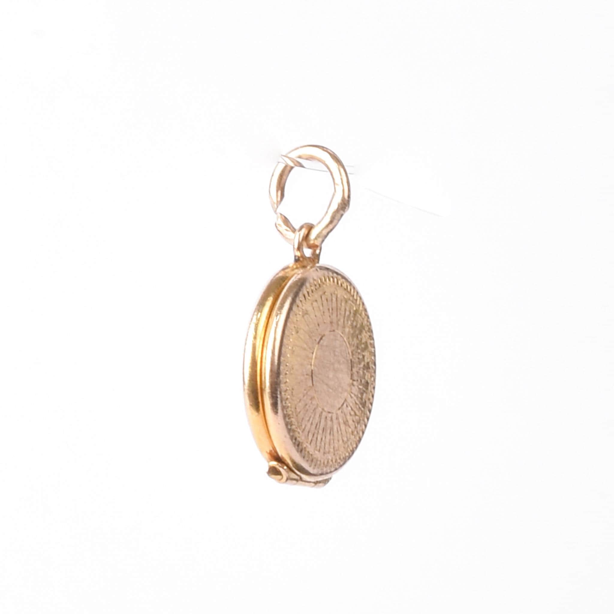 10K Gold Miniature Sun-Etched Locket Charm