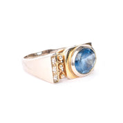 10K Gold Modernist Blue and Clear Topaz Ring