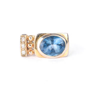 10K Gold Modernist Blue and Clear Topaz Ring