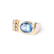 10K Gold Modernist Blue and Clear Topaz Ring
