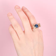 10K Gold Modernist Blue and Clear Topaz Ring