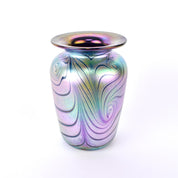 Signed 2002 Blown Art Glass Iridescent Vase