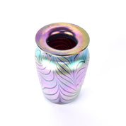 Signed 2002 Blown Art Glass Iridescent Vase