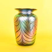 Signed 2002 Blown Art Glass Iridescent Vase