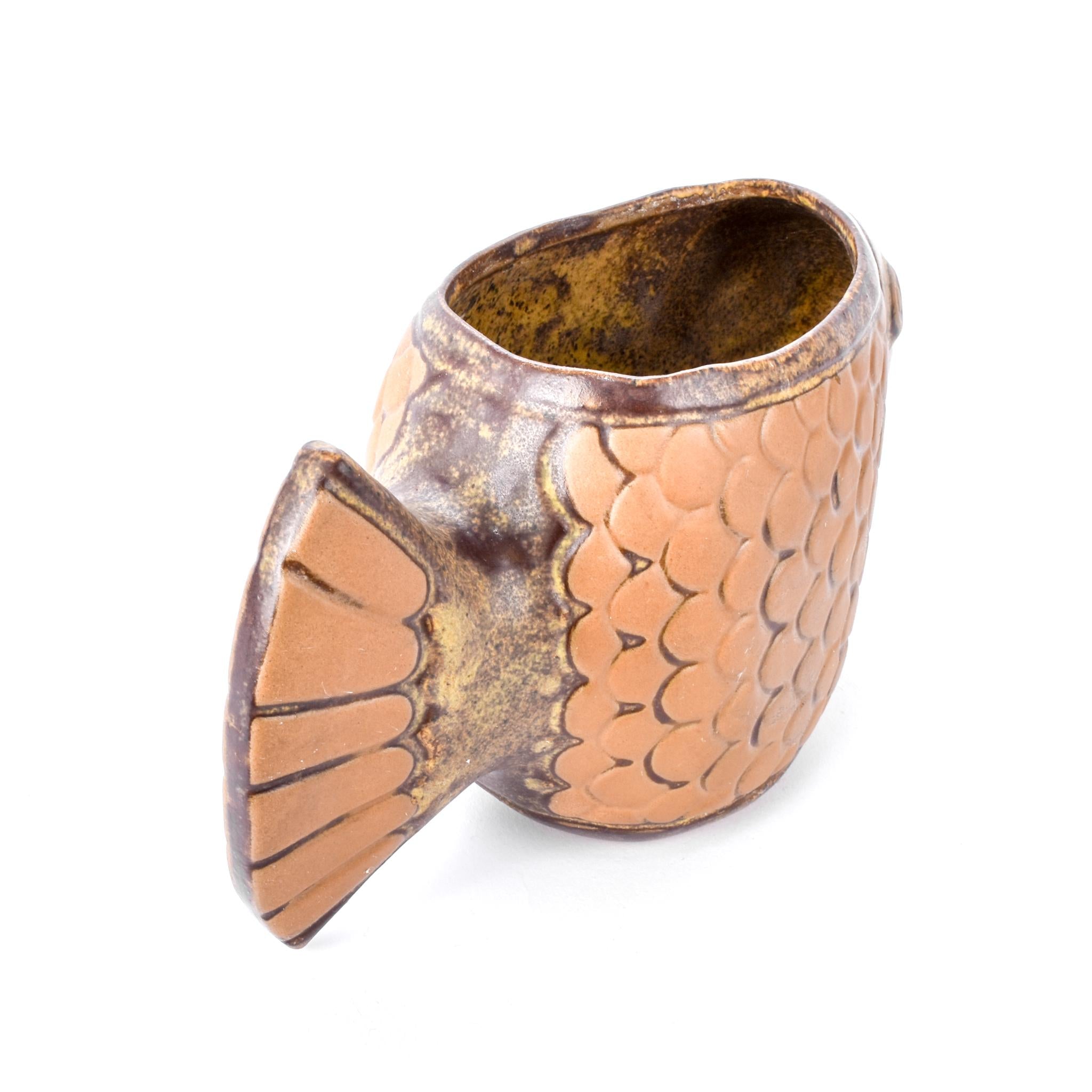 1970s David Stewart Lions Valley Fish Ceramic Planter Pot