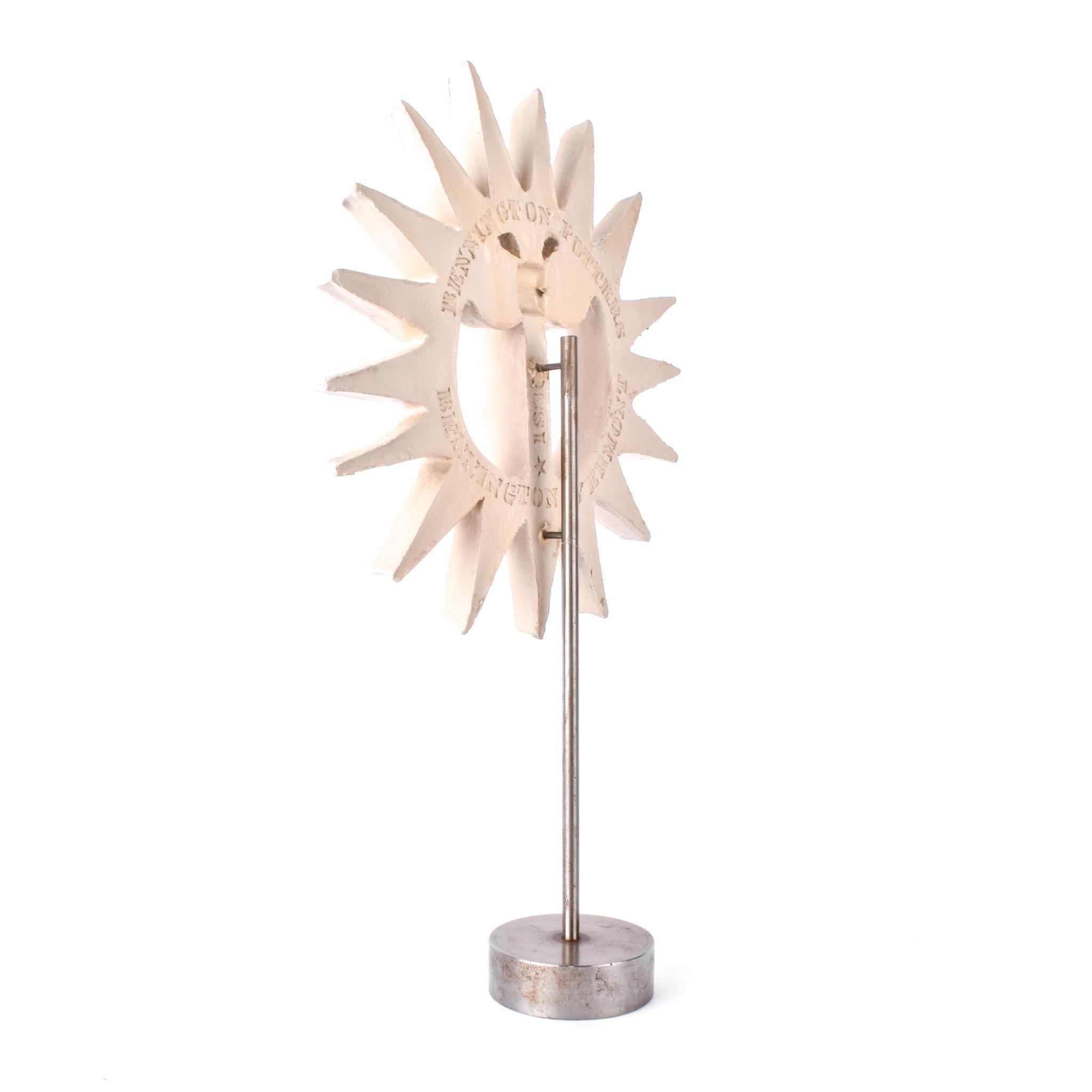 1970-80s Bennington Pottery Sun Sculpture on Stand by David Gil
