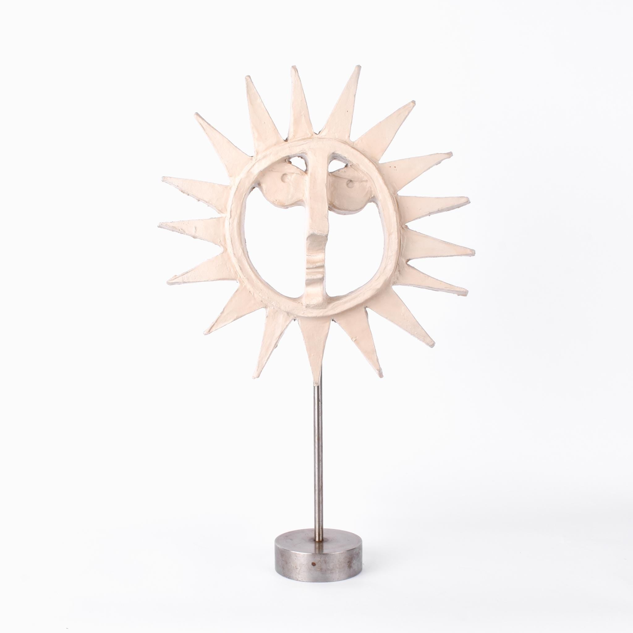 1970-80s Bennington Pottery Sun Sculpture on Stand by David Gil