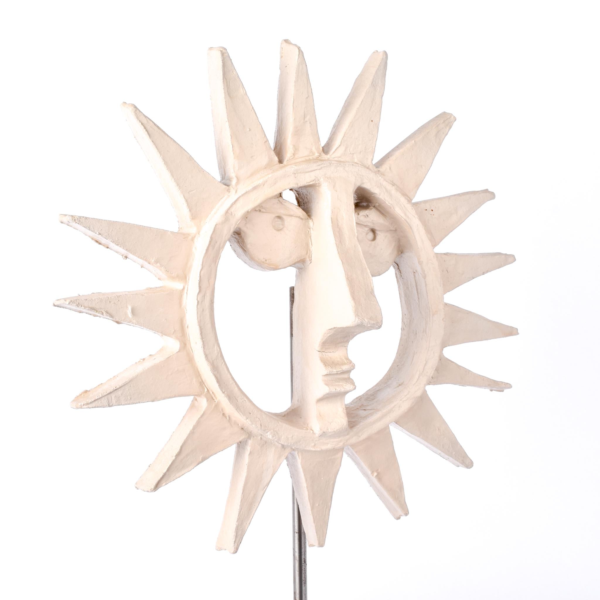 1970-80s Bennington Pottery Sun Sculpture on Stand by David Gil