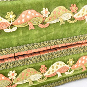 1970s Embroidered Mushroom Wicker Box Purse