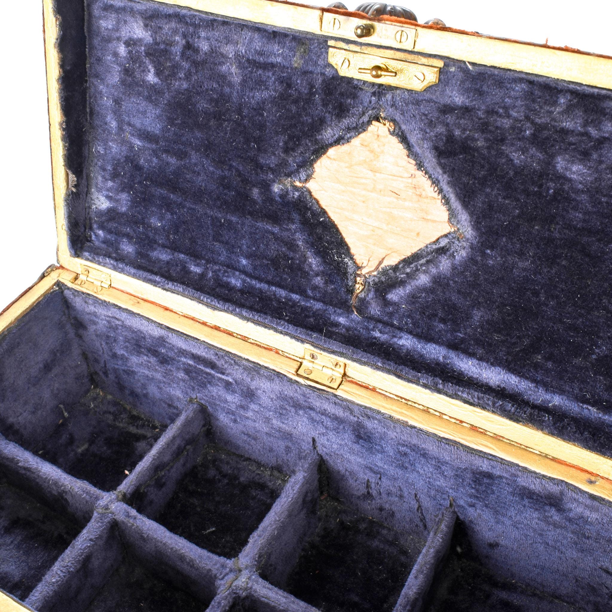 Vintage c. 1820 Venetian Japanese Style Leather Bound Jewelry Box