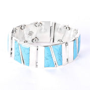 Taxco 950 Silver Geometric Turquoise Inlay Link Bracelet