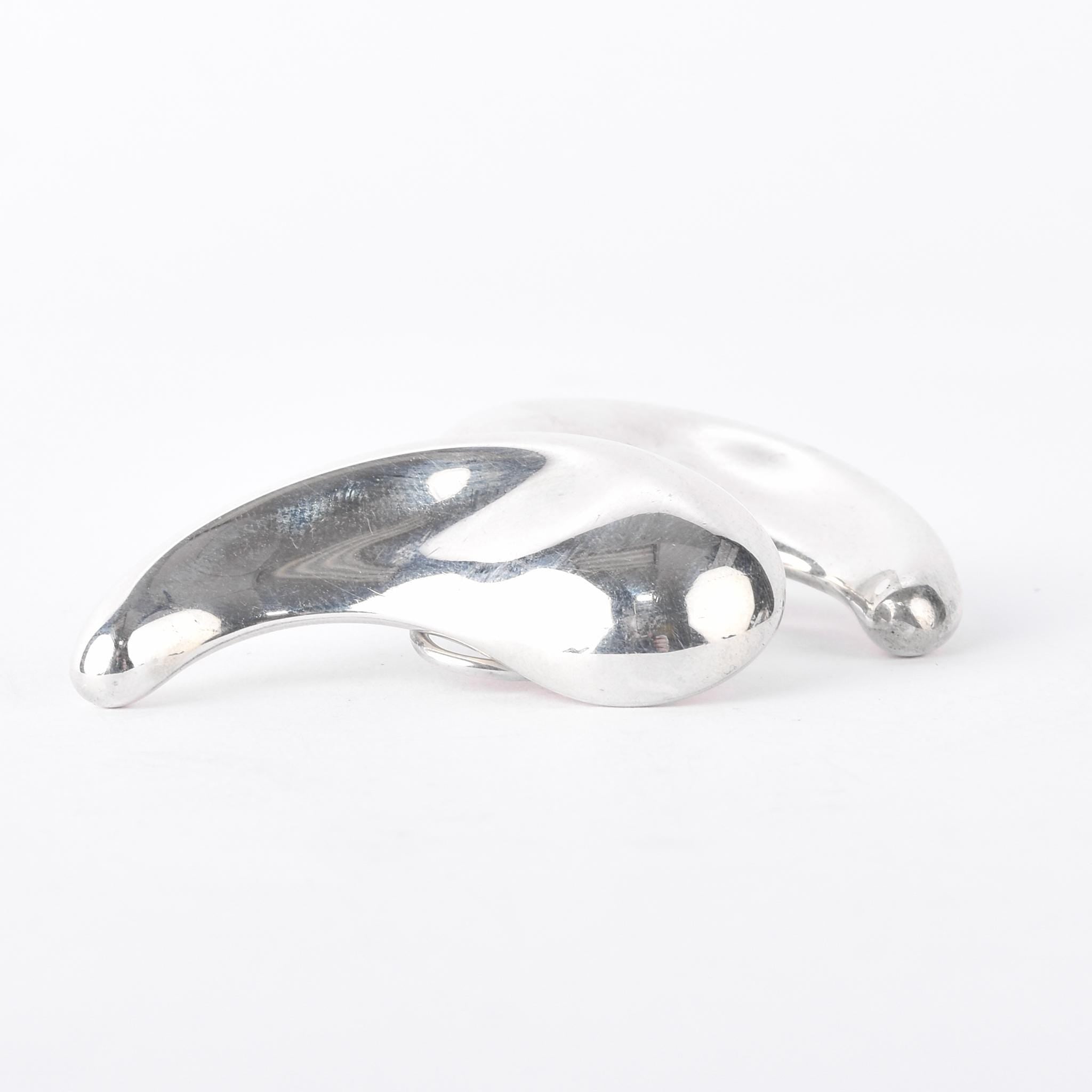 Vintage Tiffany & Co. Elsa Peretti Sterling Silver Large Comma Clip-On Earrings
