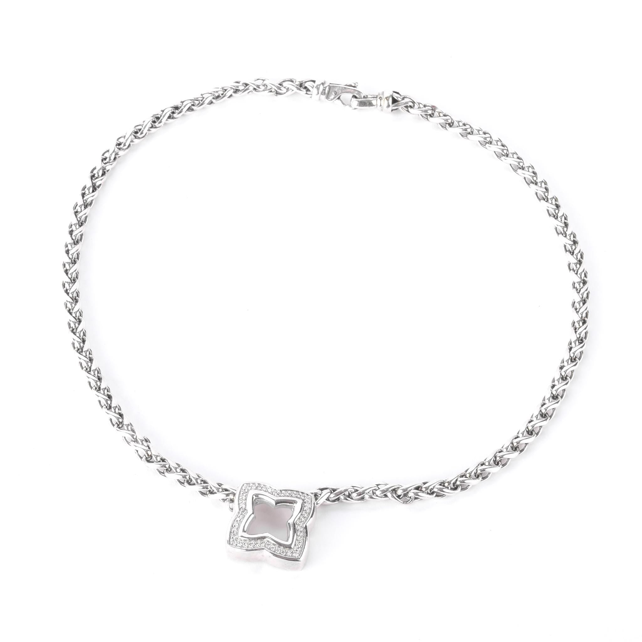 Vintage David Yurman Sterling Silver and Diamond Quatrefoil Pendant Necklace