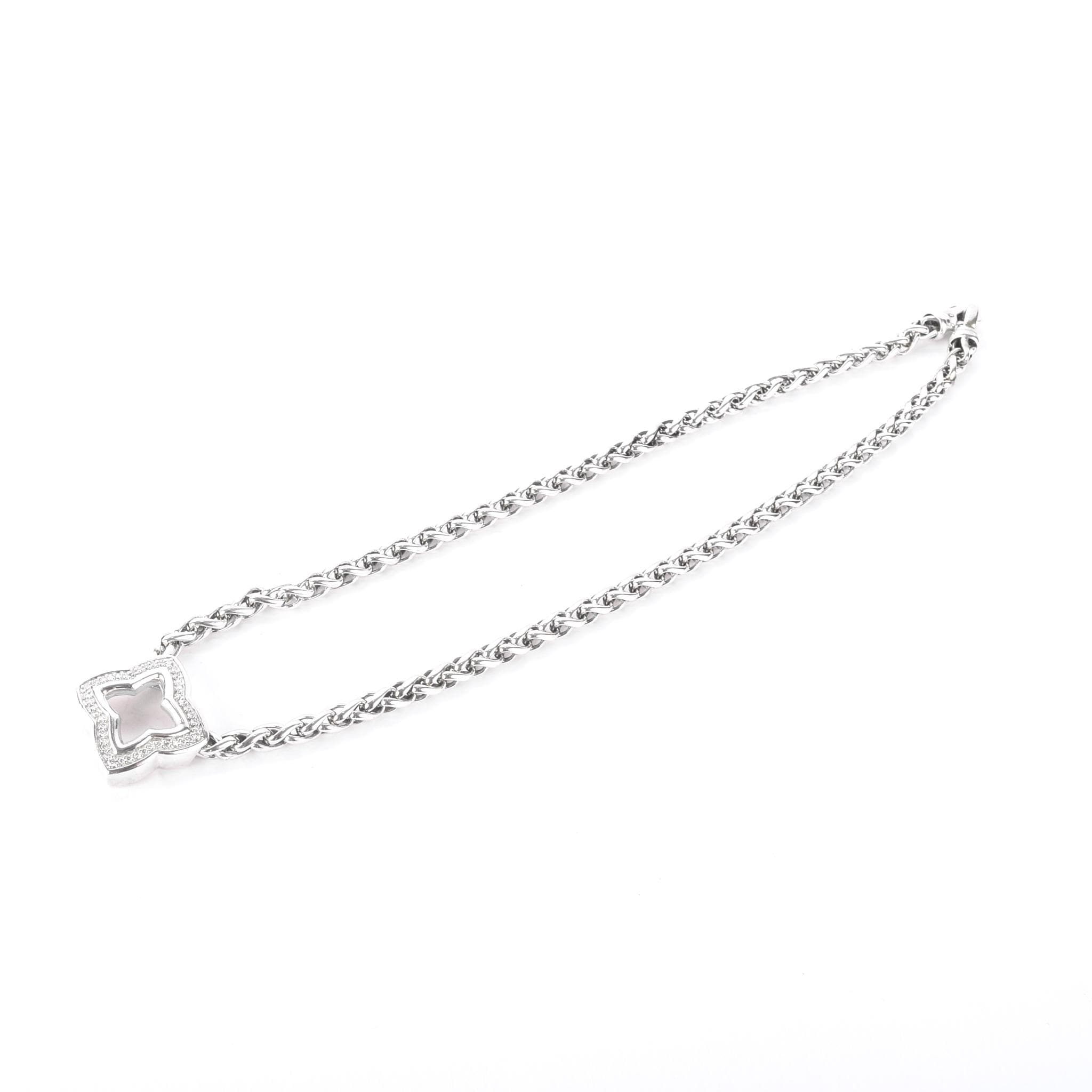 Vintage David Yurman Sterling Silver and Diamond Quatrefoil Pendant Necklace