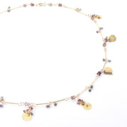 18K Gold Topaz and Diamond Beaded Trinket Necklace