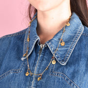 18K Gold Topaz and Diamond Beaded Trinket Necklace
