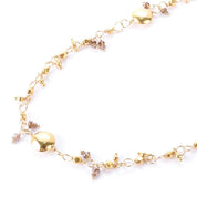 18K Gold Beaded Link Necklace with Topaz Beads