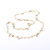 18K Gold Beaded Link Necklace with Topaz Beads
