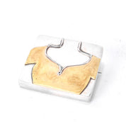 1980's Hand-Signed Sterling Silver and Brass Shirt Pendant/Brooches