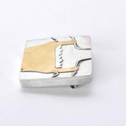 1980's Hand-Signed Sterling Silver and Brass Shirt Pendant/Brooches