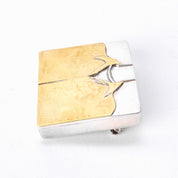 1980's Hand-Signed Sterling Silver and Brass Shirt Pendant/Brooches