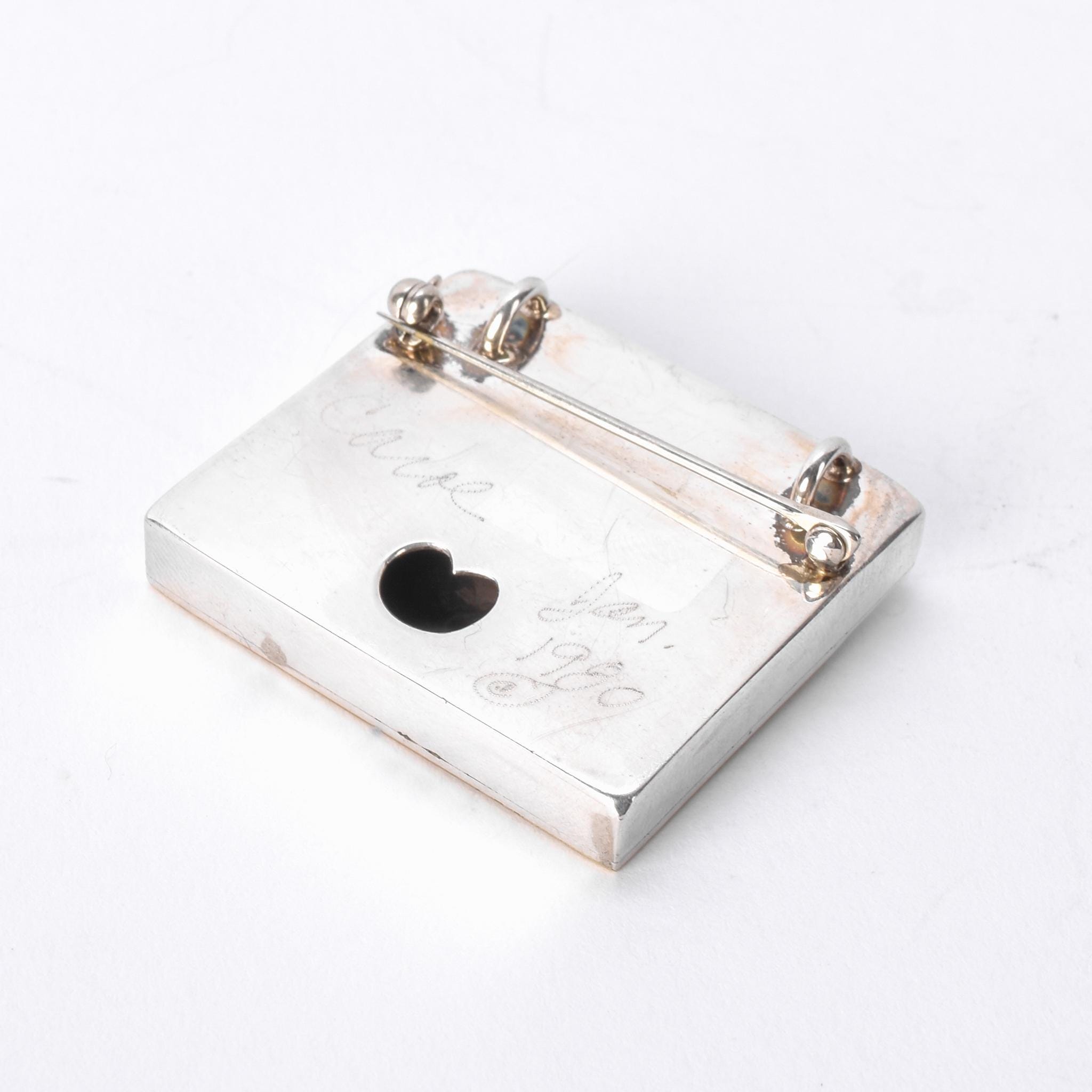 1980's Hand-Signed Sterling Silver and Brass Shirt Pendant/Brooches