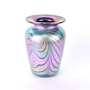 Signed 2002 Blown Art Glass Iridescent Vase