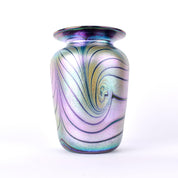 Signed 2002 Blown Art Glass Iridescent Vase