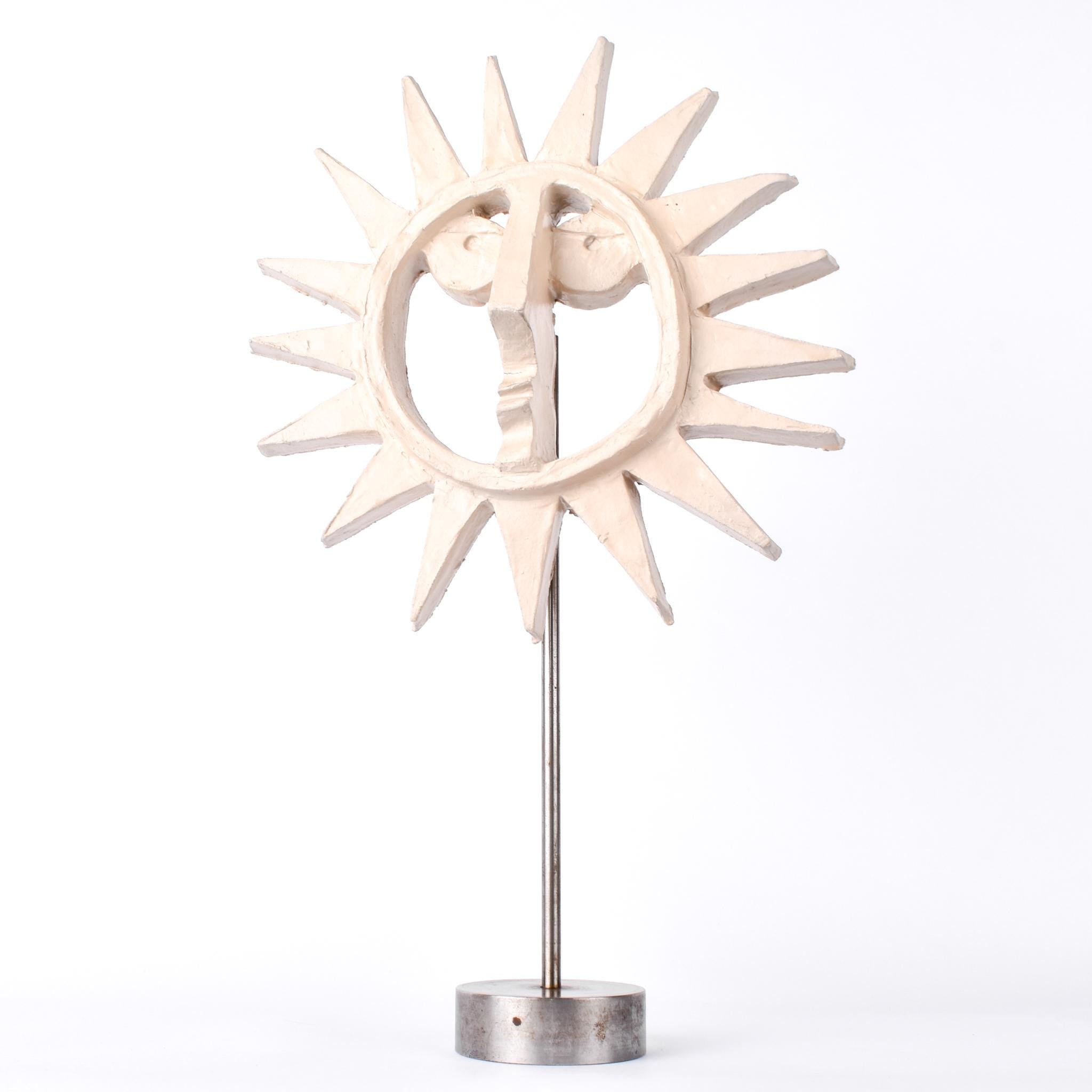 1970-80s Bennington Pottery Sun Sculpture on Stand by David Gil