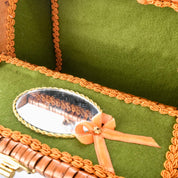 1970s Embroidered Mushroom Wicker Box Purse